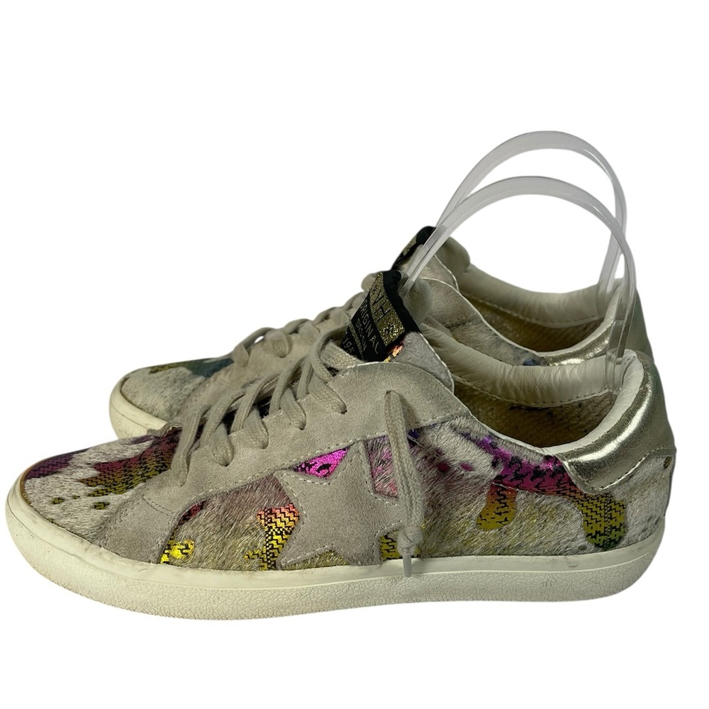Vintage Havana Runyan Multi Madness Cowhide Star Sneakers 7.5 Metallic Gold